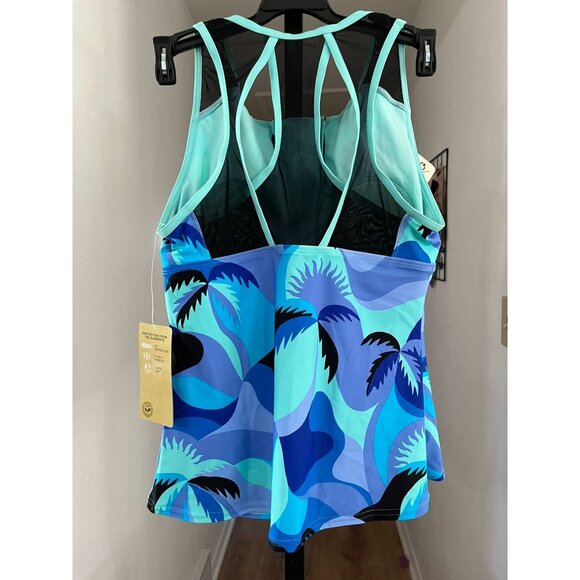 NWT Zeroxposur Womens UPF 30+ Tankini Top XS Eclipse Tropical Print 4-Way Stretc - Picture 3 of 7